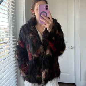 Faux Fur Multicolor Jacket - Women